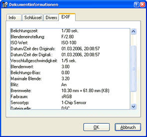 EXIF-Datenanzeige
