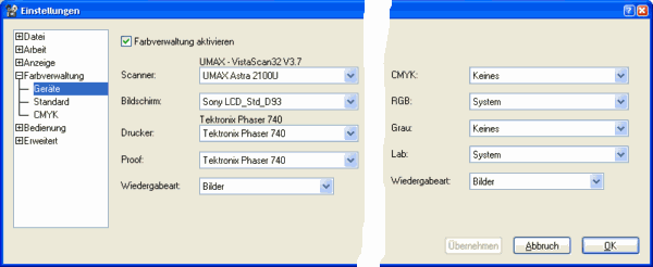 Neuer Einstellungsdialog