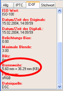 EXIF-Datenanzeige