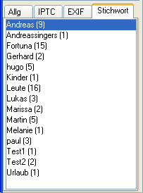 Spezielle Stichwortanzeige