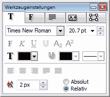 Texteinstellungen
