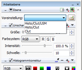 Arbeitsebenen-Palette